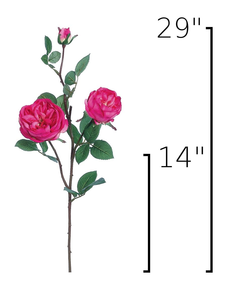 29" Faux Fuchsia Cabbage Rose Stem