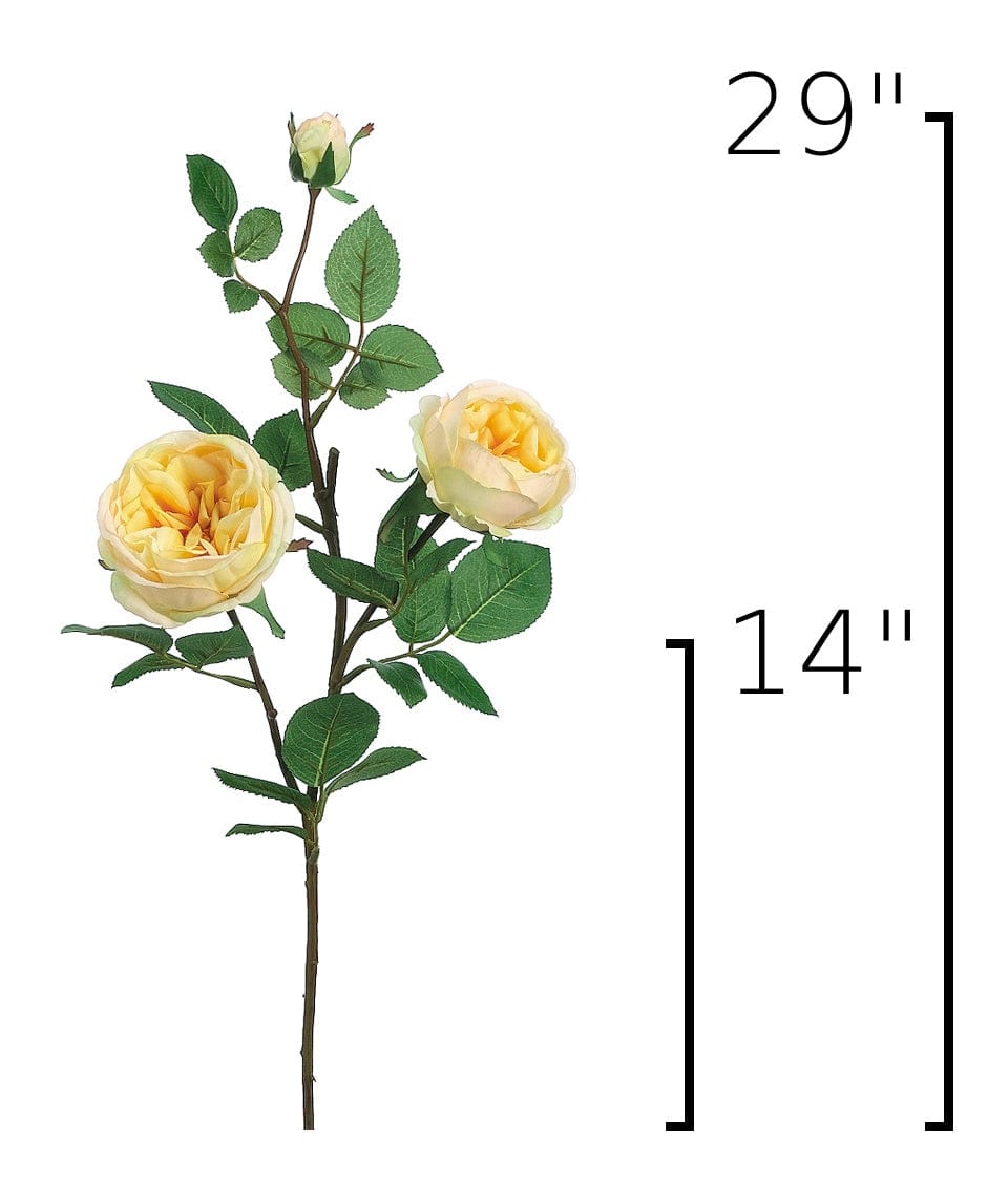 29" Faux Cabbage Rose Stem Yellow / Apricot