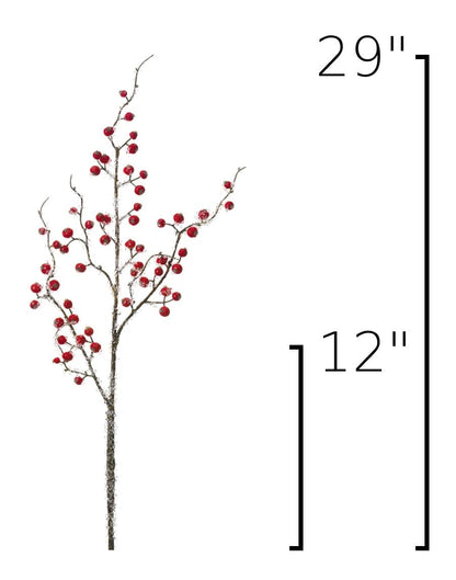 29" Faux Iced Red Berry Stem