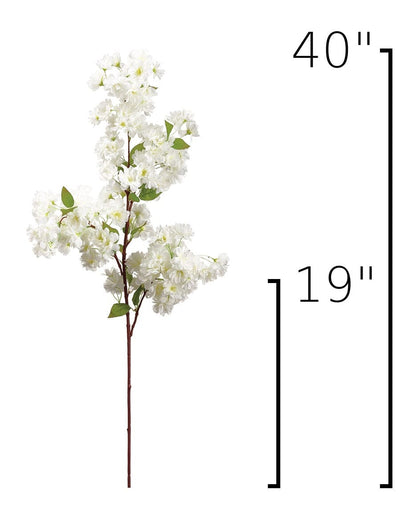 40" Faux Cherry Blossom Branch Stem Cream