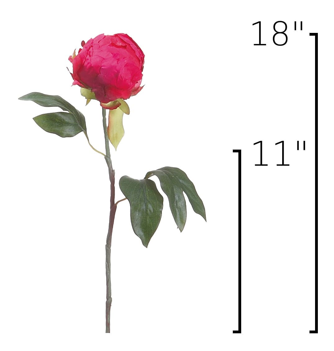 18" Faux Peony Bud Stem Fuchsia