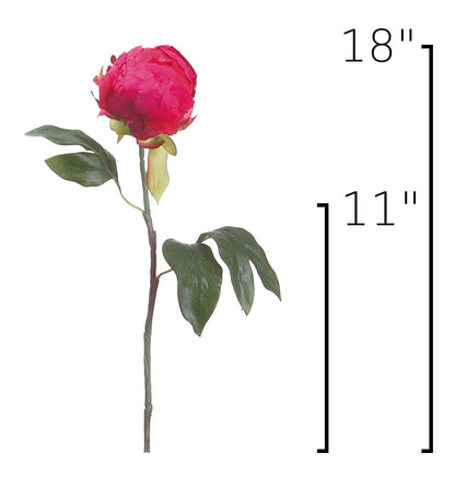 18" Faux Peony Bud Stem Fuchsia