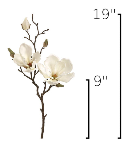 19" Faux Magnolia Stem White