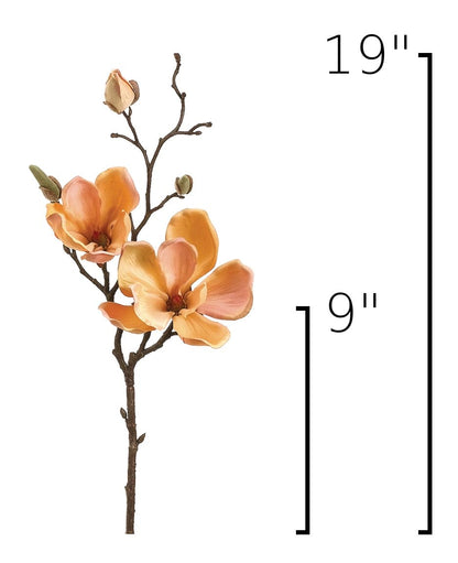 19" Faux Magnolia Stem Light Orange/Pink