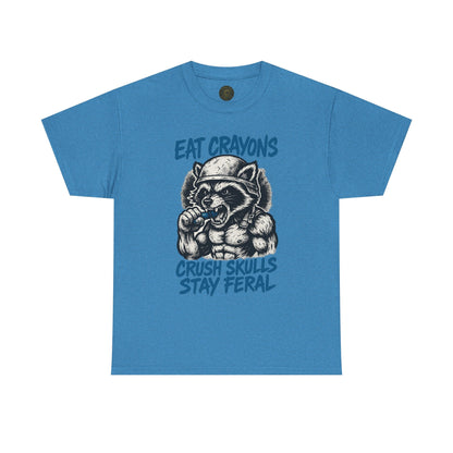 Eat Crayons Crush Skulls Stay Feral Military Raccoon Shirt – Gildan 5000