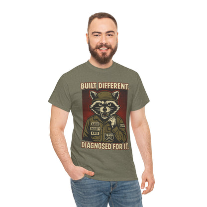 Built Different Diagnosed For It Military Raccoon Shirt – Gildan 5000