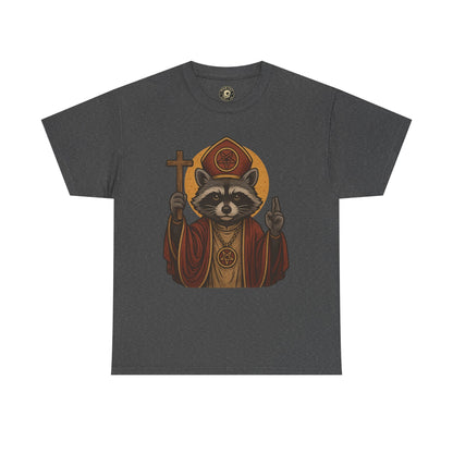 Holy Raccoon Pope Shirt – Funny Cult Priest Graphic Tee – Gildan 5000 Unisex