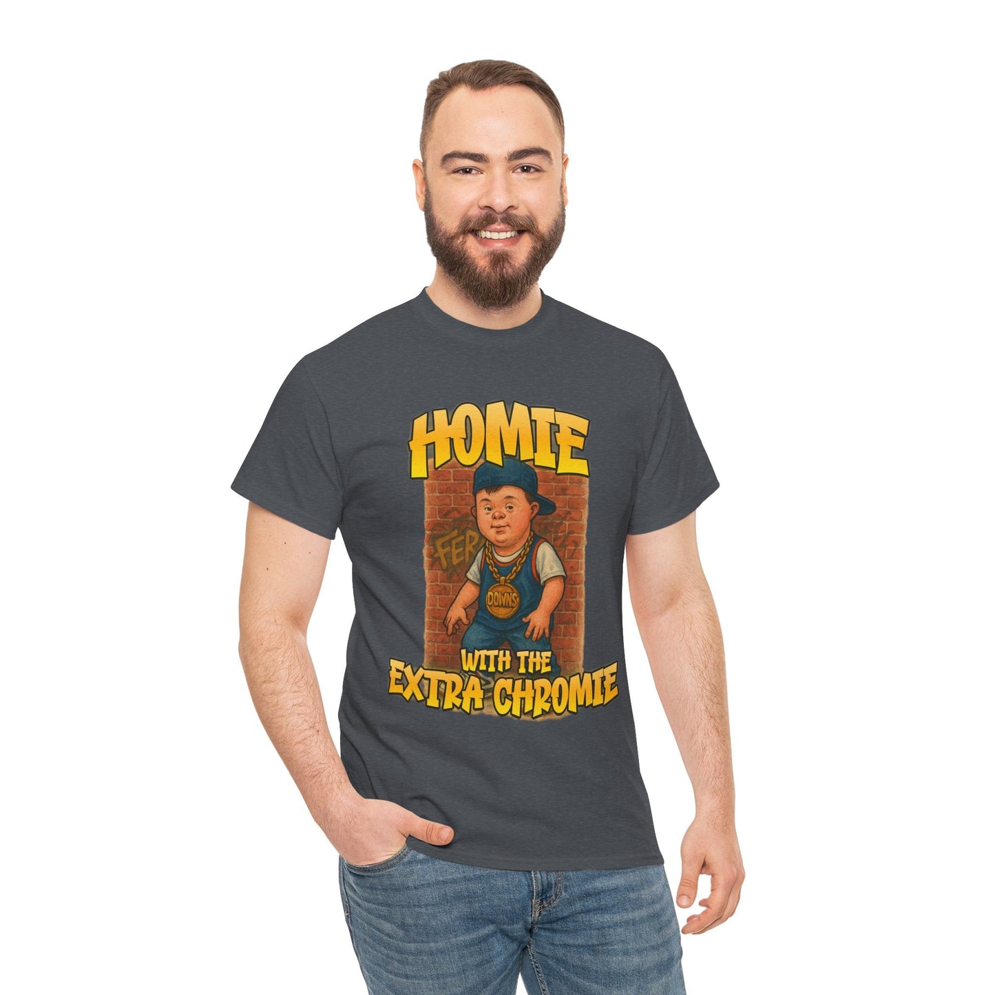 Homie with the Extra Chromie Shirt – Fun Supportive Tee for Down Syndrome Awareness – Gildan 5000