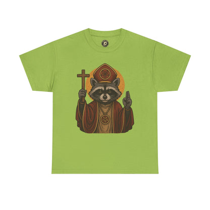 Holy Raccoon Pope Shirt – Funny Cult Priest Graphic Tee – Gildan 5000 Unisex