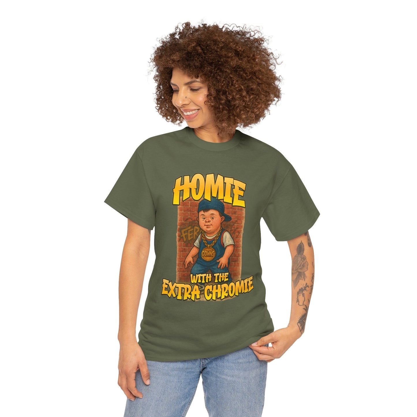 Homie with the Extra Chromie Shirt – Fun Supportive Tee for Down Syndrome Awareness – Gildan 5000