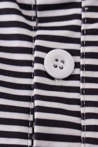 Navy stripe football embroidery button down shirt