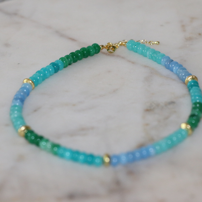 Elizabeth Gemstone Necklace and Bracelet Set - 4 Color Options - Stainless Steel