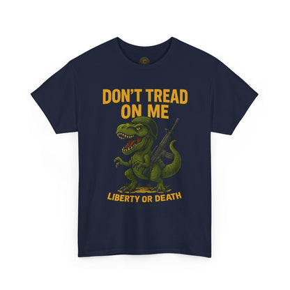 Don’t Tread On Me T-Rex T-Shirt – Liberty or Death Graphic | Trash Cult Supply Co. | Gildan 5000 Heavy Cotton