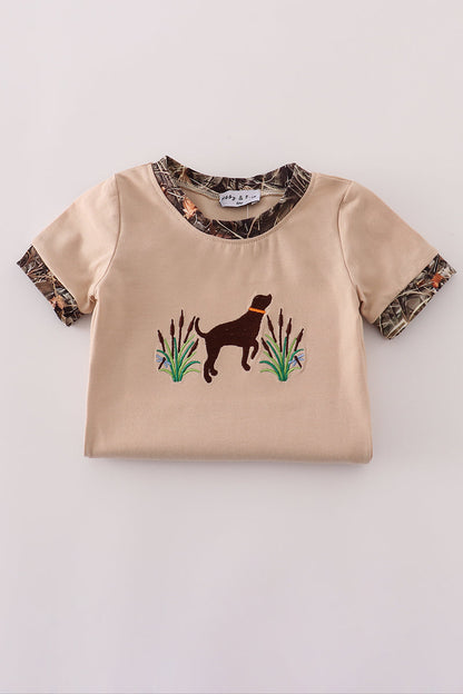 Camouflage hound embroidery romper