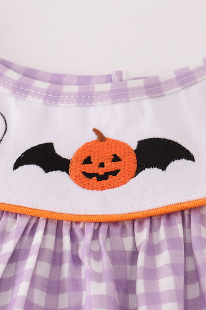 Purple Halloween pumpkin ghost embroidery dress