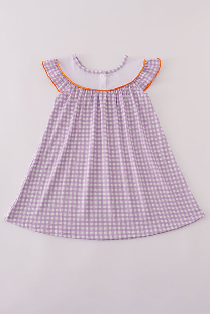 Purple Halloween pumpkin ghost embroidery dress