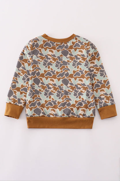 Halloween camouflage applique boy top