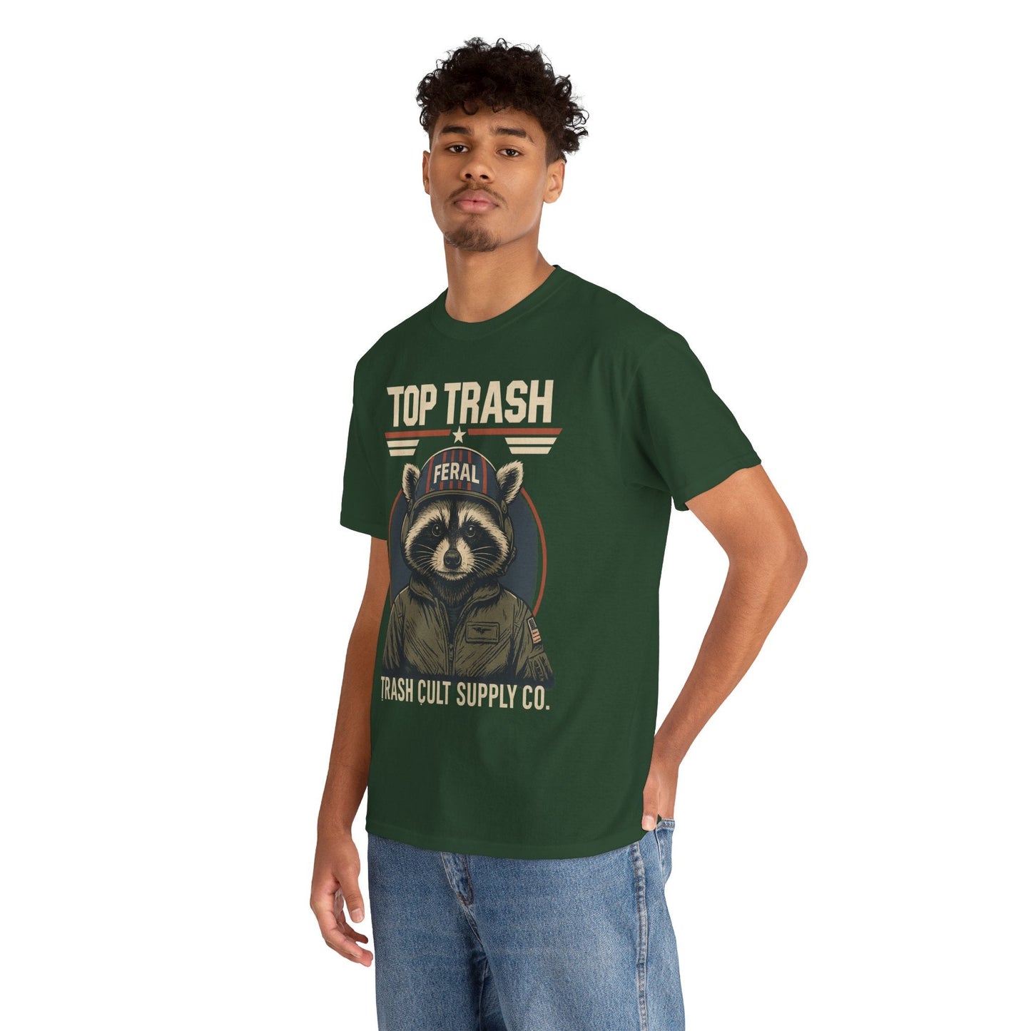 Feral Top Trash Raccoon Pilot Shirt – Trash Cult Supply Co. Parody Tee