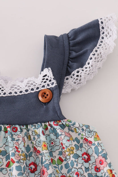Blue meadow charm lace ruffle bubble