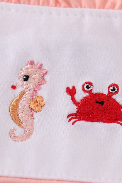 Marine creature embroidery stripe bubble