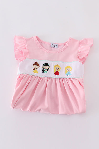 Pink princess embroidery girl set