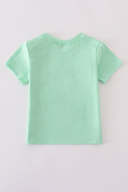 Green seersucker sailboat embroidery top