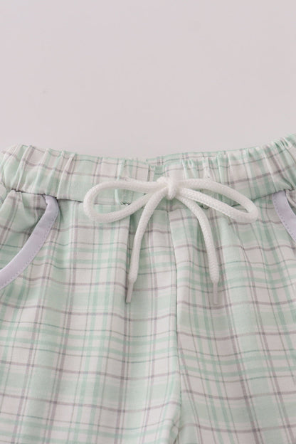 Green plaid sea shell starfish french knot shorts est
