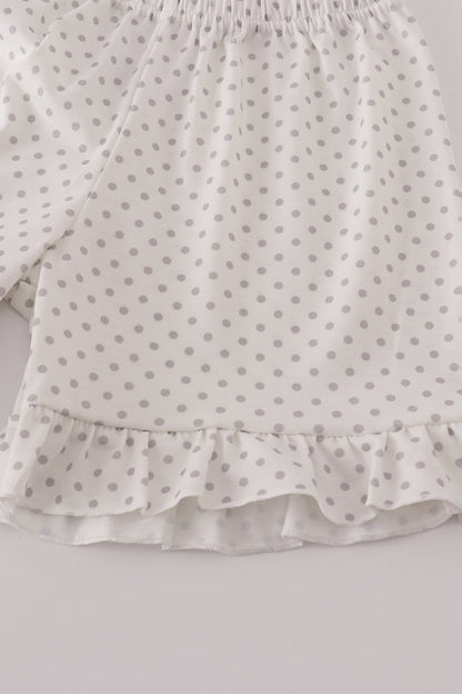 Green plaid sea shell starfish french knot ruffle shorts set