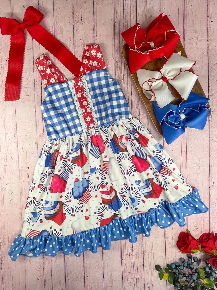 FINAL SALE-Cupcakes & Fireworks Ruffled Dress