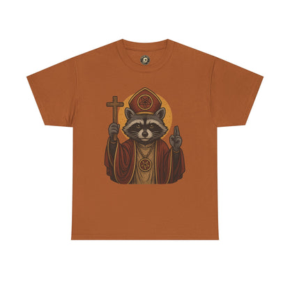 Holy Raccoon Pope Shirt – Funny Cult Priest Graphic Tee – Gildan 5000 Unisex