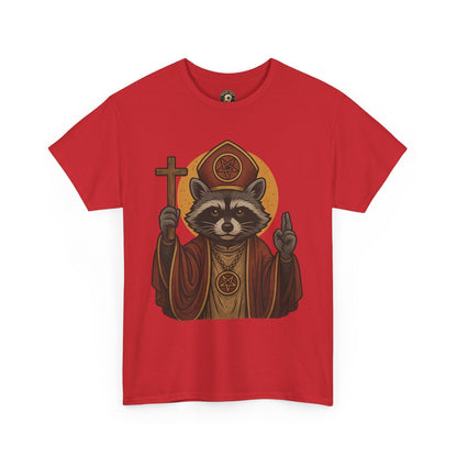 Holy Raccoon Pope Shirt – Funny Cult Priest Graphic Tee – Gildan 5000 Unisex