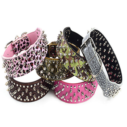 Rivet Studded Large Dog Collar