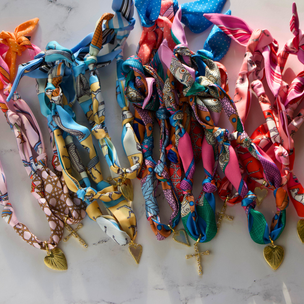 Scarf Necklace ~ Pink Horse Pattern