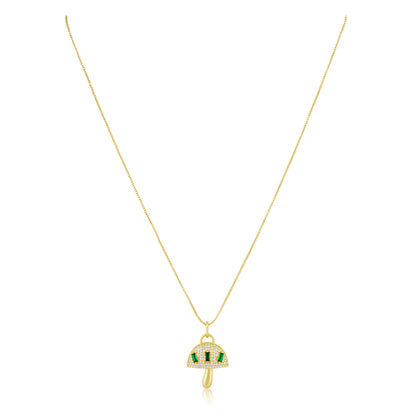 Alice Emerald Mushroom Pendant Necklace