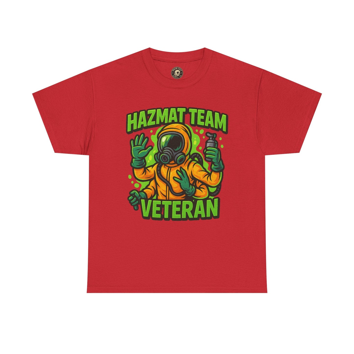 Hazmat Team Veteran T-Shirt – Neon New School Biohazard Graphic Tee | Gildan 5000 Sci-Fi Cotton Shirt