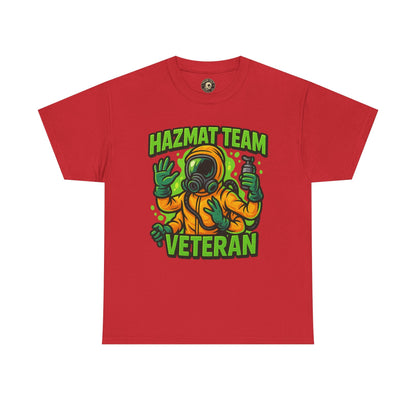 Hazmat Team Veteran T-Shirt – Neon New School Biohazard Graphic Tee | Gildan 5000 Sci-Fi Cotton Shirt