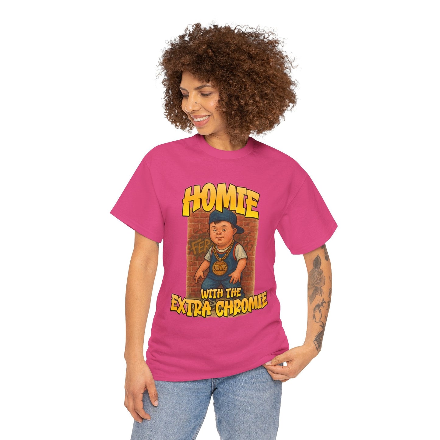Homie with the Extra Chromie Shirt – Fun Supportive Tee for Down Syndrome Awareness – Gildan 5000