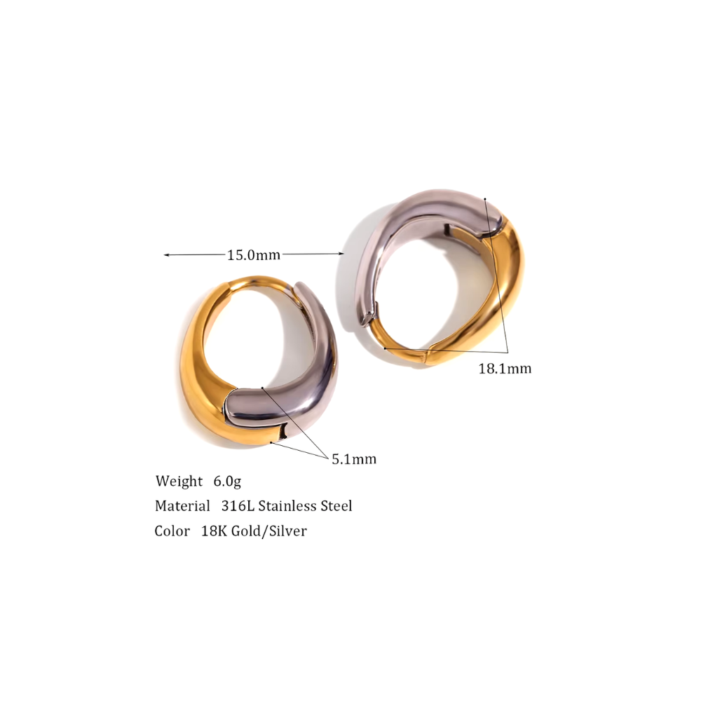 Dual Tone Mini Hoop Earrings 18k Gold