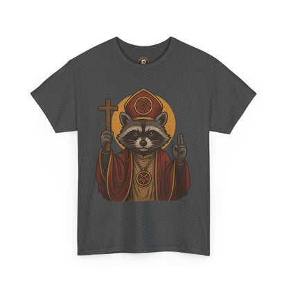 Holy Raccoon Pope Shirt – Funny Cult Priest Graphic Tee – Gildan 5000 Unisex
