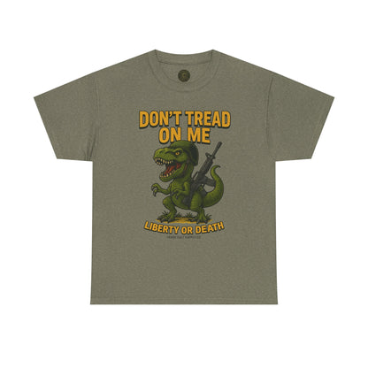 Don’t Tread On Me T-Rex T-Shirt – Liberty or Death Graphic | Trash Cult Supply Co. | Gildan 5000 Heavy Cotton