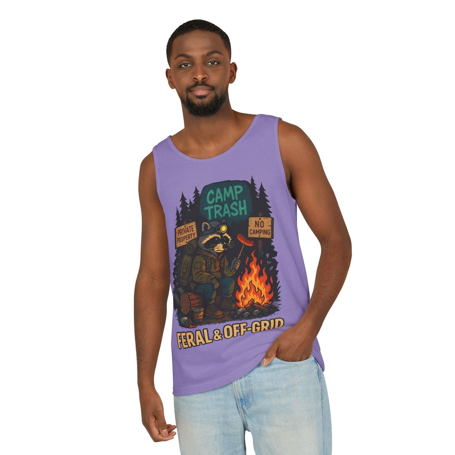 Camp Trash Raccoon Tank Top – Feral & Off-Grid Summer Shirt by Trash Cult