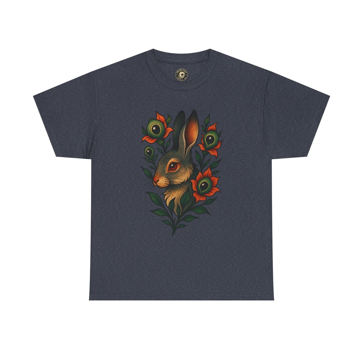 Whimsical Rabbit Floral Tee, Nature Lover Gift, Casual Wear, Eco-Friendly Fashion, Unique Graphic T-Shirt, Year-Round Style