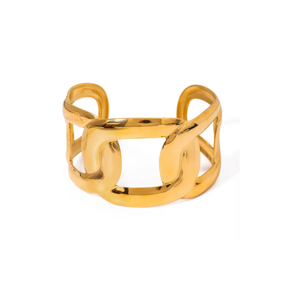 Harbor Link Gold Cuff Bracelet 18K Gold Non Tarnish
