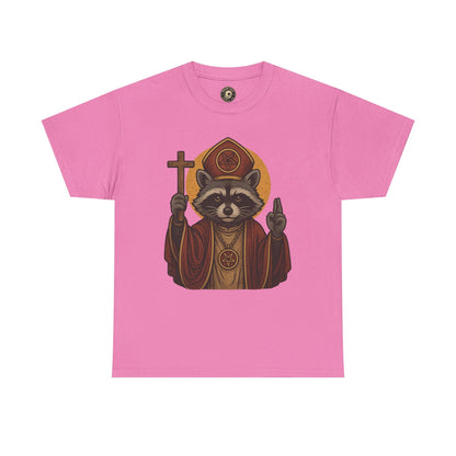Holy Raccoon Pope Shirt – Funny Cult Priest Graphic Tee – Gildan 5000 Unisex