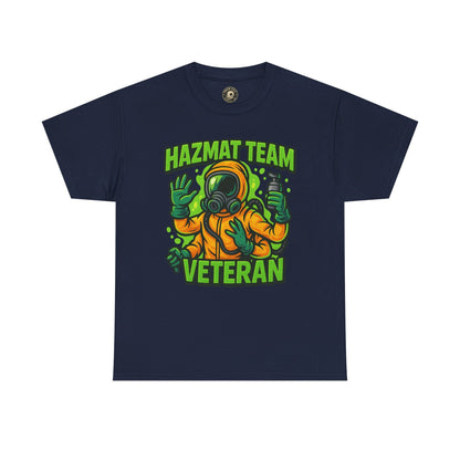 Hazmat Team Veteran T-Shirt – Neon New School Biohazard Graphic Tee | Gildan 5000 Sci-Fi Cotton Shirt