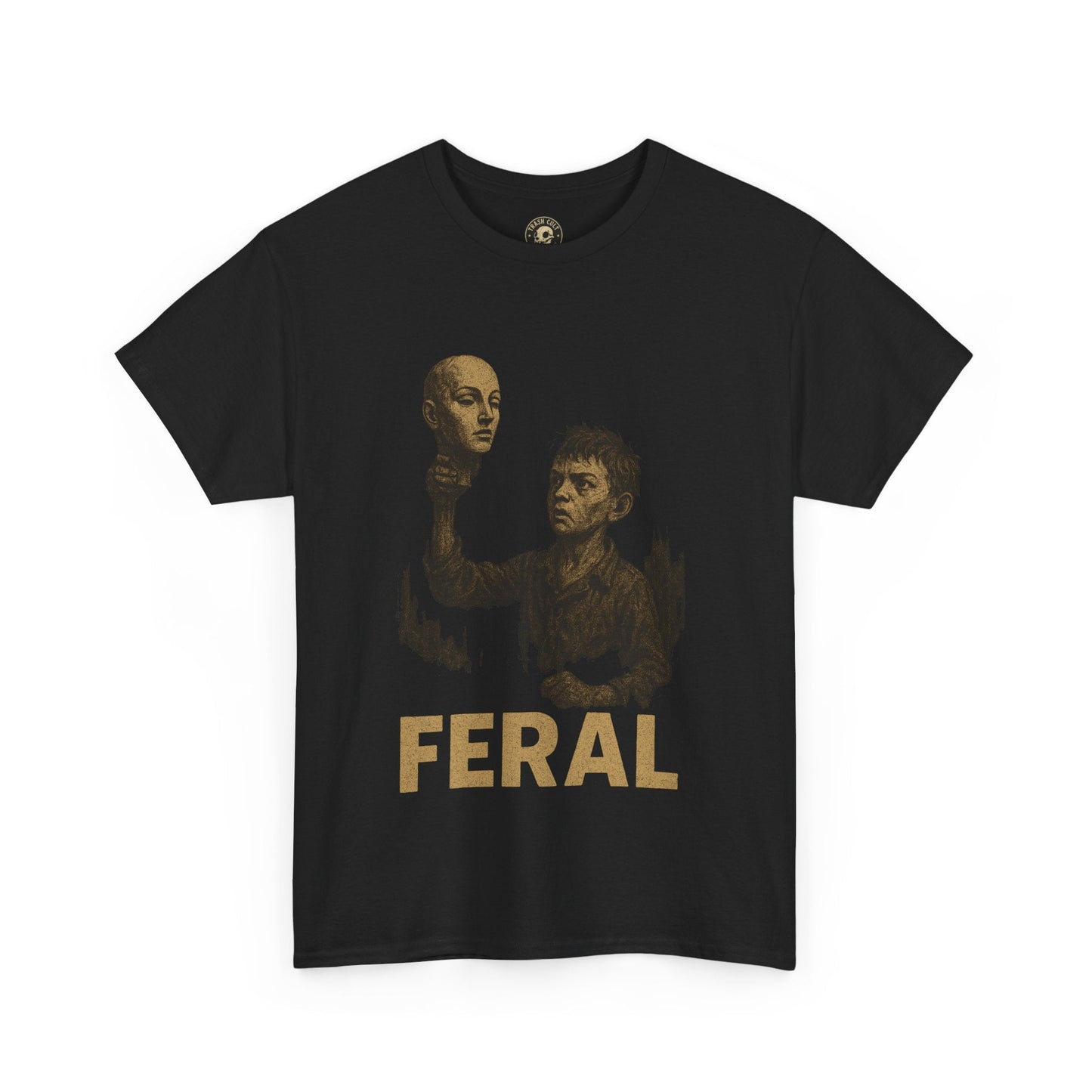 FERAL Mannequin Head T-Shirt – Vintage Post-Apocalyptic Graphic Tee | Gildan 5000 Cotton Shirt