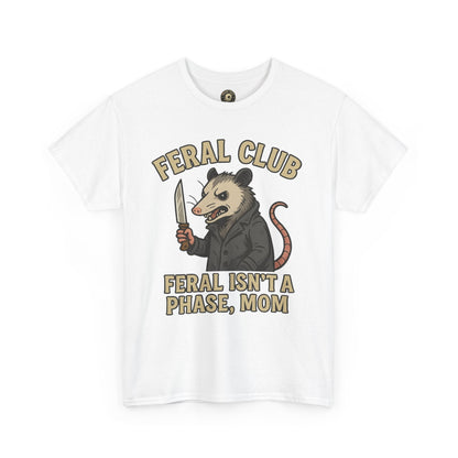 Feral Club Tee - Unisex Heavy Cotton Shirt, Funny Graphic T-Shirt, Gift for Mom, Casual Wear, Easygoing Lifestyle