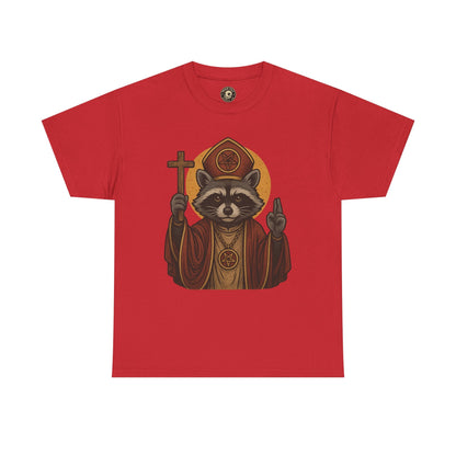 Holy Raccoon Pope Shirt – Funny Cult Priest Graphic Tee – Gildan 5000 Unisex