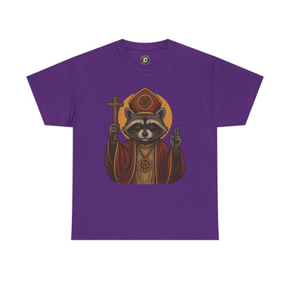 Holy Raccoon Pope Shirt – Funny Cult Priest Graphic Tee – Gildan 5000 Unisex