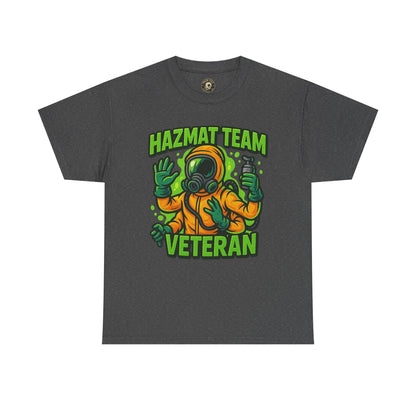 Hazmat Team Veteran T-Shirt – Neon New School Biohazard Graphic Tee | Gildan 5000 Sci-Fi Cotton Shirt